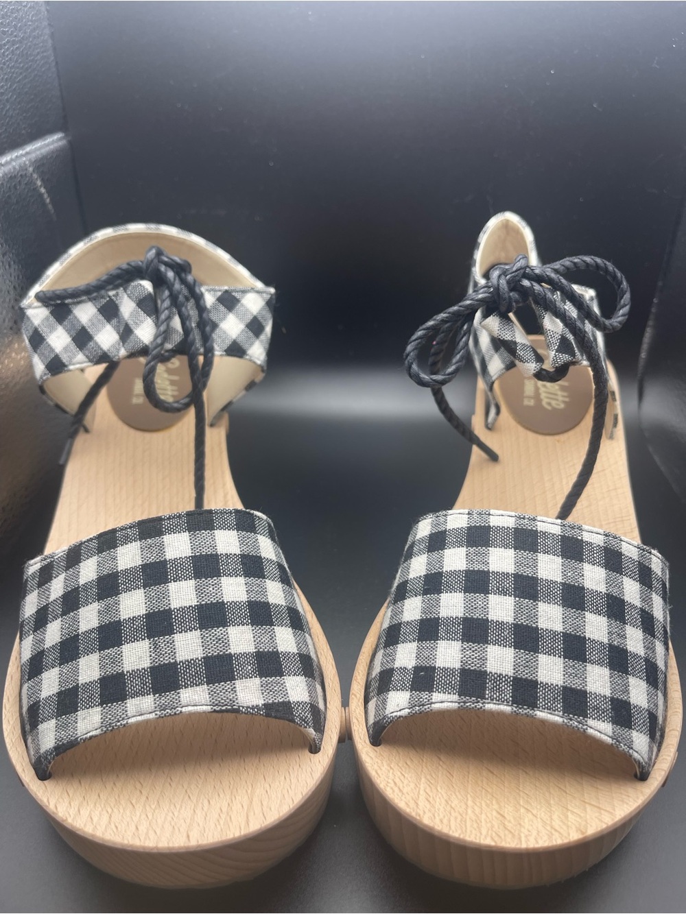 Sedette Sandal Co. Black and White Gingham Platform Sandals for Women